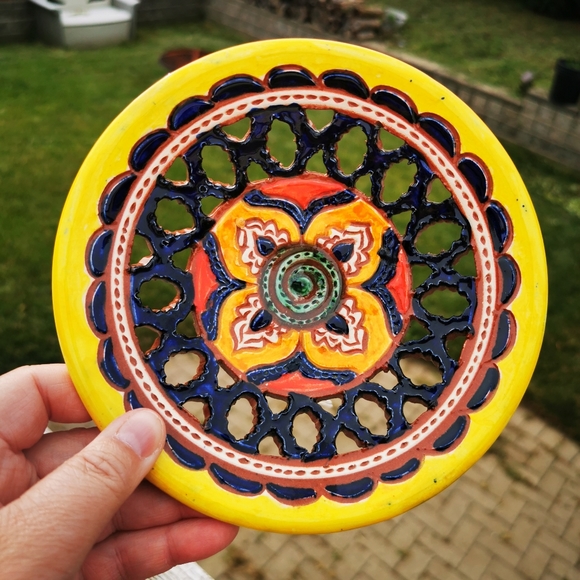 Tito Ubeda Red Clay Pottery Lattice Decorative Plate Andalusian Pottery - Picture 5 of 16